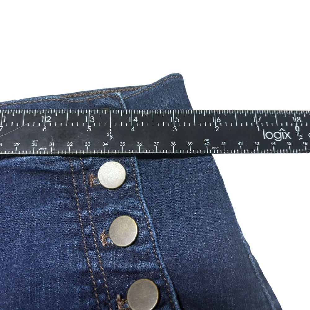 LOFT Outlet Sailor Denim Shorts 8 Blue High Rise Brass Button Dark Wash Indigo - Picture 7 of 8